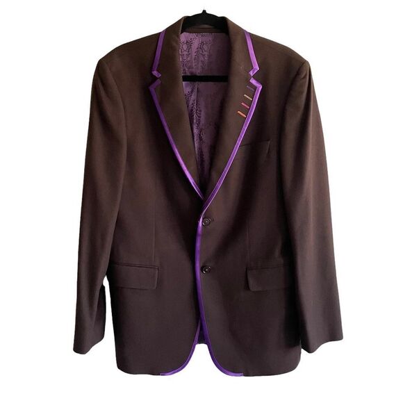 𝅺SAND COPENHAGEN Wool Cashmere Blazer Jacket Brown Purple 50R - Picture 1 of 13